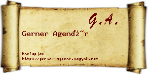 Gerner Agenór névjegykártya